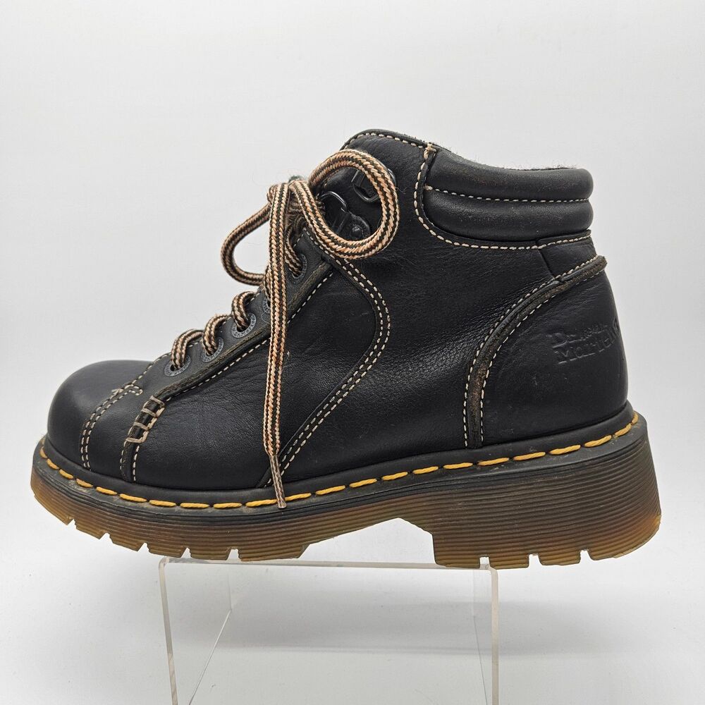 Vintage Doc Dr Martens 8A54 Y2K Black Leather Combat Work Chunky Boots Sz 5